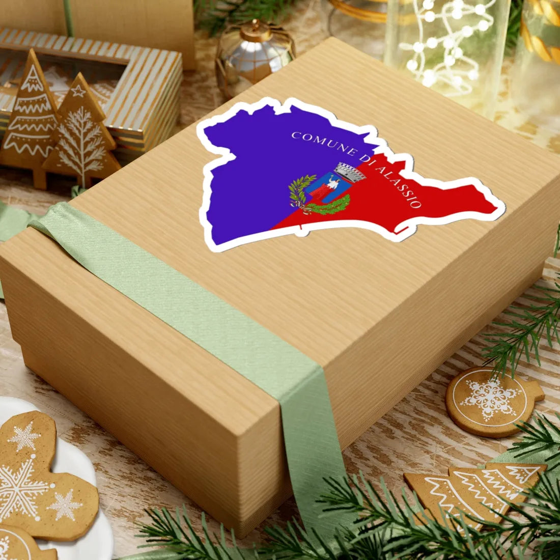 Flag map of Alassio (Italy) STICKER Vinyl Kiss-Cut Decal - The Sticker Space