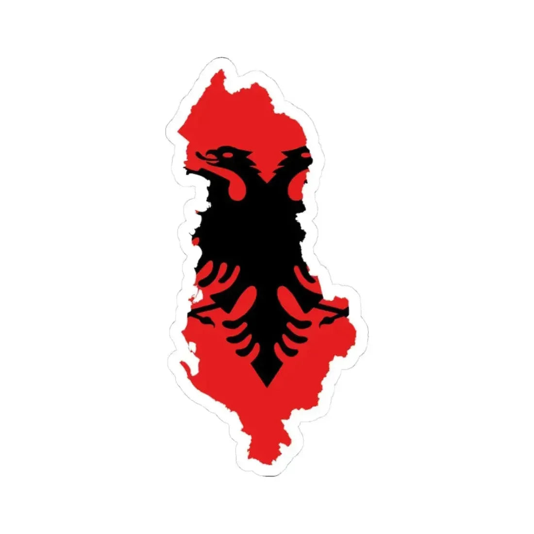 Flag map of Albania 1992-2002 (Albania) STICKER Vinyl Kiss-Cut Decal 3 Inch White - The Sticker Space
