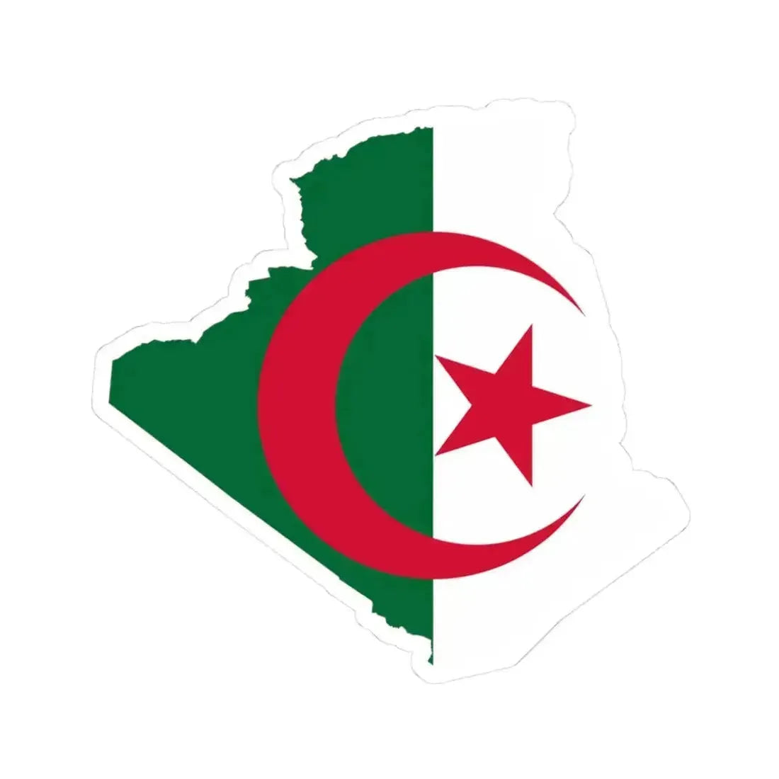 Flag-map of Algeria (Algeria) STICKER Vinyl Kiss-Cut Decal 3 Inch White - The Sticker Space