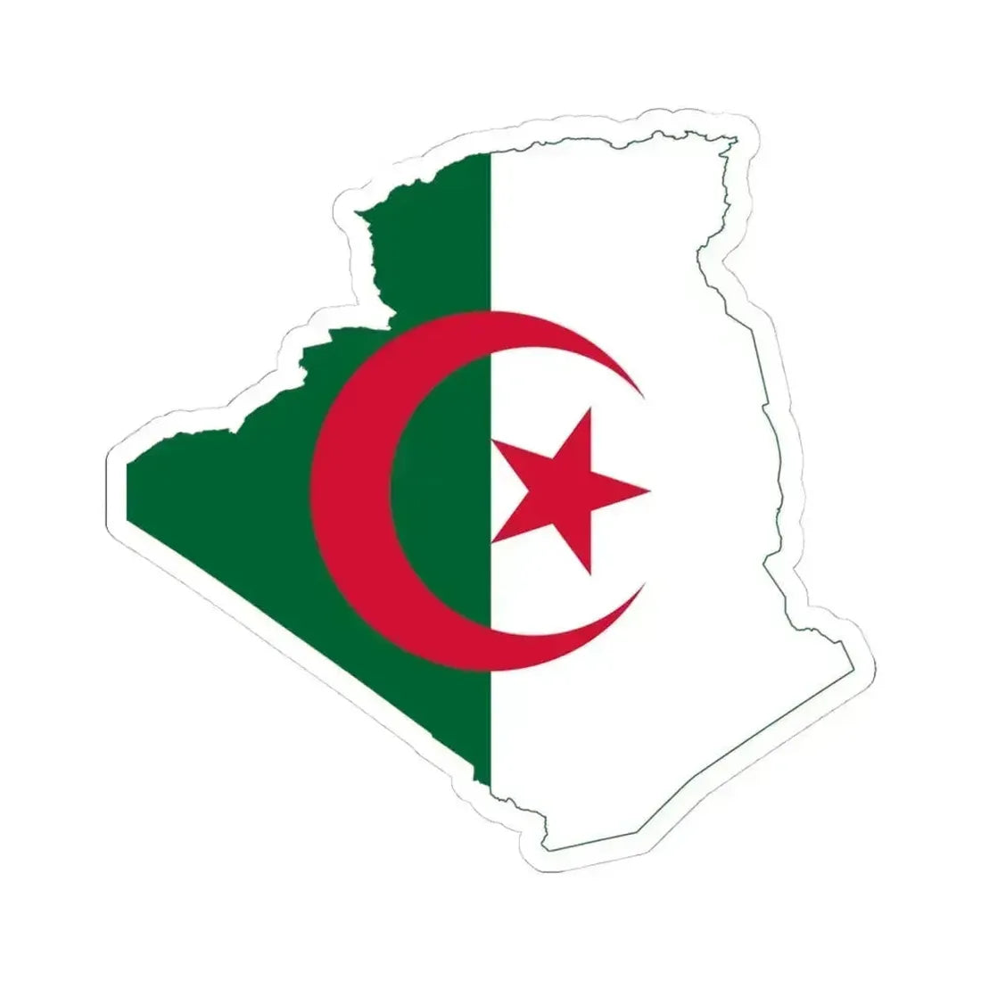 Flag map of Algeria (Algeria) STICKER Vinyl Kiss-Cut Decal 4 Inch White - The Sticker Space