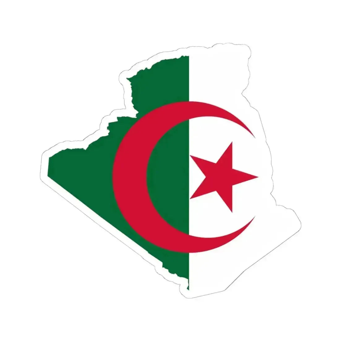 Flag-map of Algeria (Algeria) STICKER Vinyl Kiss-Cut Decal 6 Inch White - The Sticker Space