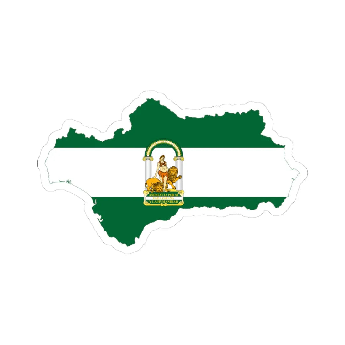 Flag map of Andalucia (Spain) STICKER Vinyl Kiss-Cut Decal 3 Inch White - The Sticker Space