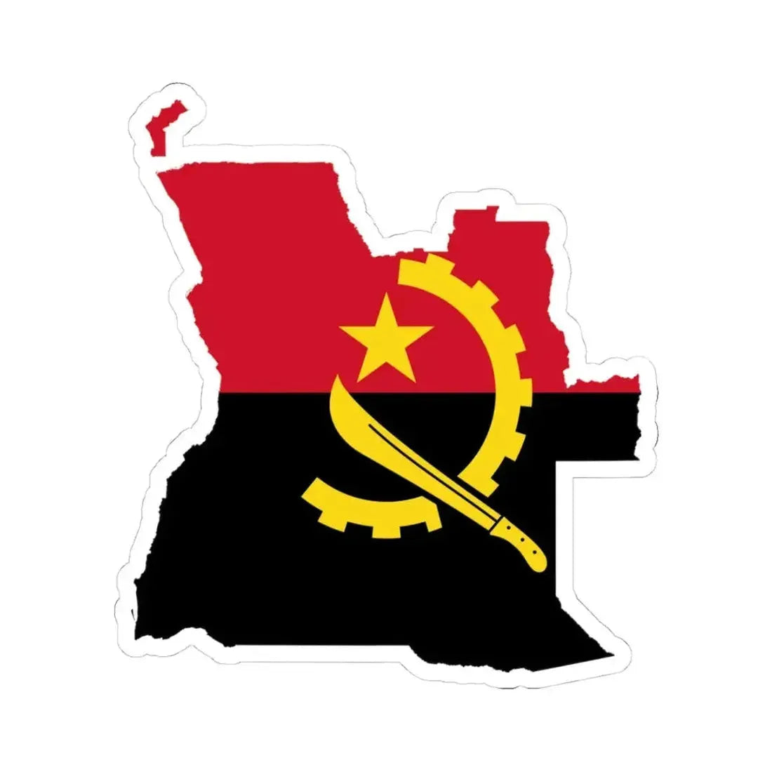 Flag map of Angola (Angola) STICKER Vinyl Kiss-Cut Decal 4 Inch White - The Sticker Space