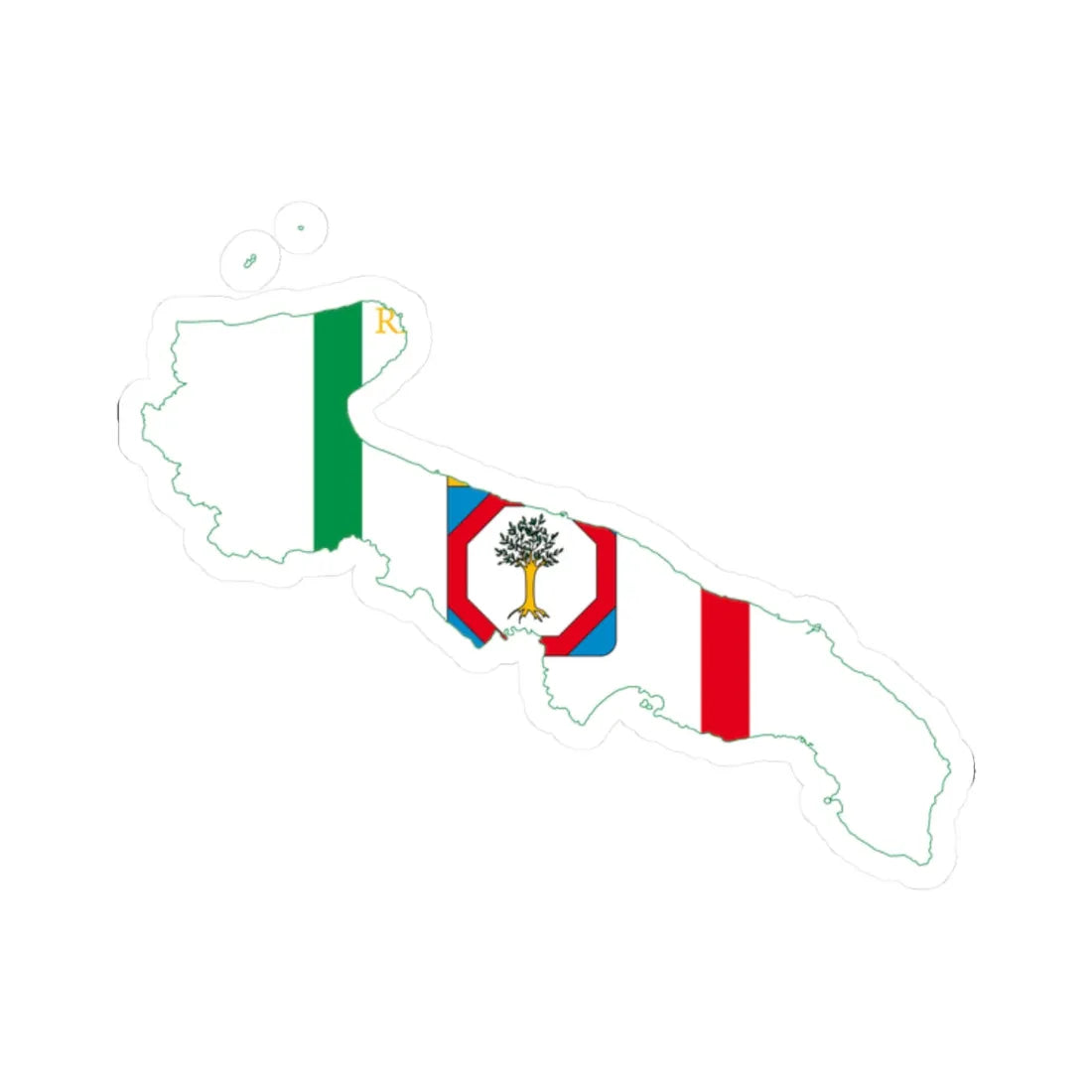 Flag map of Apulia (Italy) STICKER Vinyl Kiss-Cut Decal 2 Inch White - The Sticker Space