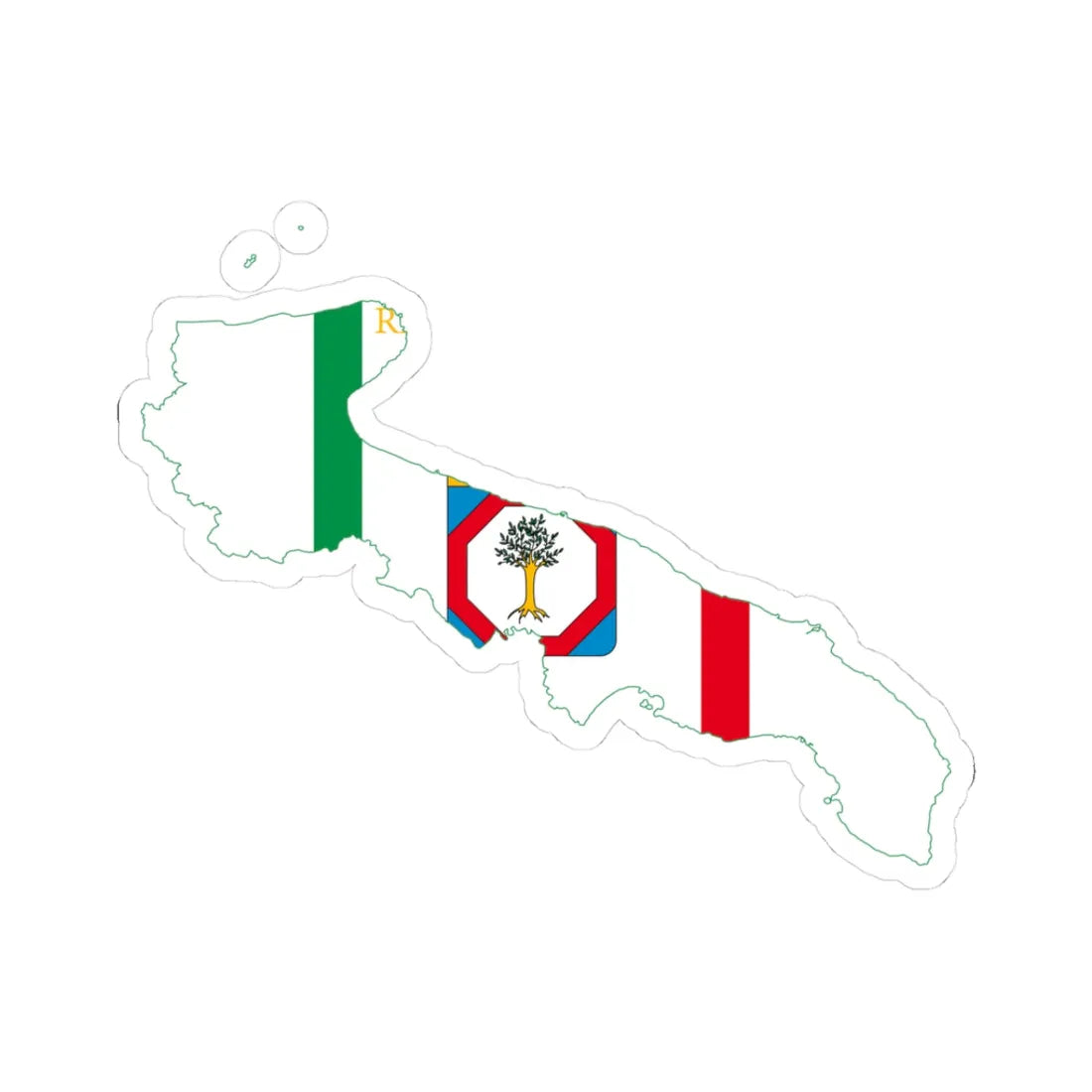 Flag map of Apulia (Italy) STICKER Vinyl Kiss-Cut Decal 3 Inch White - The Sticker Space
