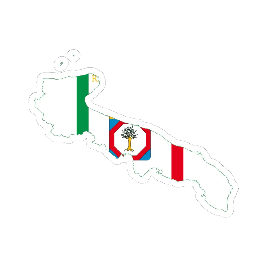 Flag map of Apulia (Italy) STICKER Vinyl Kiss-Cut Decal 4 Inch White - The Sticker Space