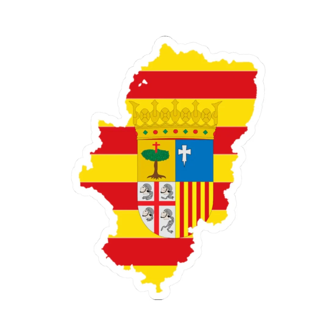 Flag map of Aragon (Spain) STICKER Vinyl Kiss-Cut Decal 2 Inch White - The Sticker Space