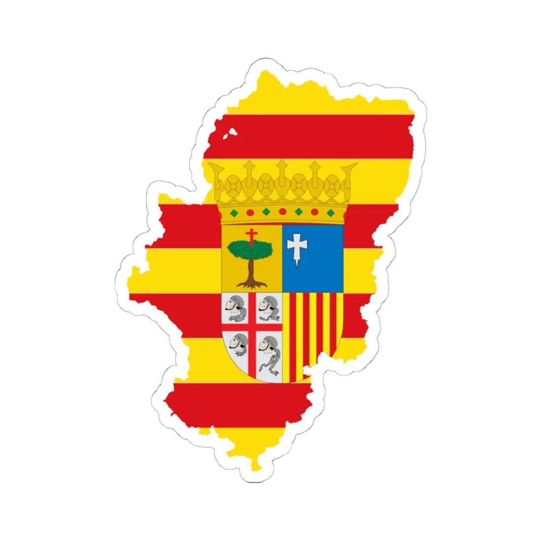 Flag map of Aragon (Spain) STICKER Vinyl Kiss-Cut Decal 6 Inch White - The Sticker Space