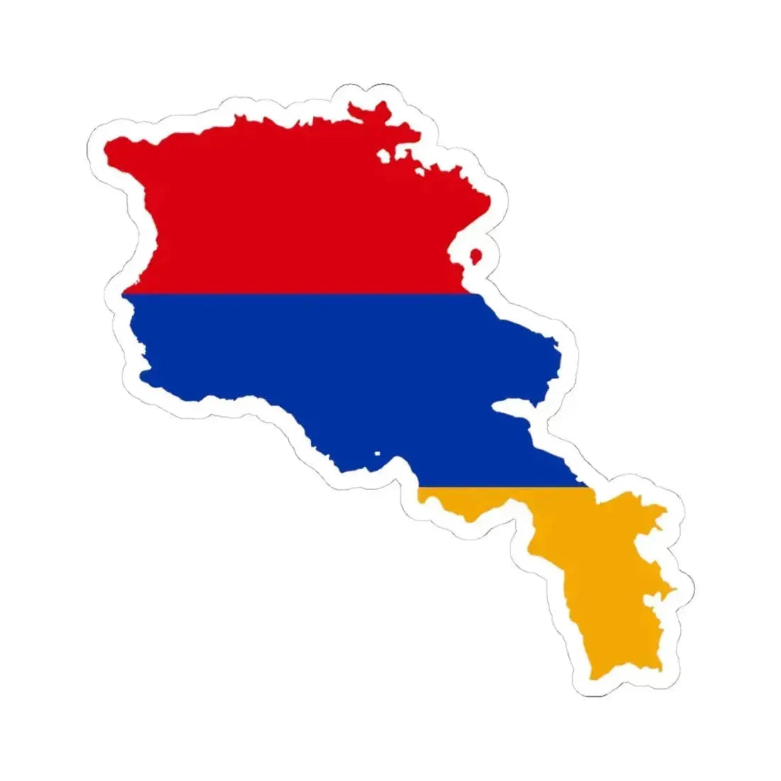 Flag-map of Armenia precise boundaries (Armenia) STICKER Vinyl Kiss-Cut Decal 4 Inch White - The Sticker Space