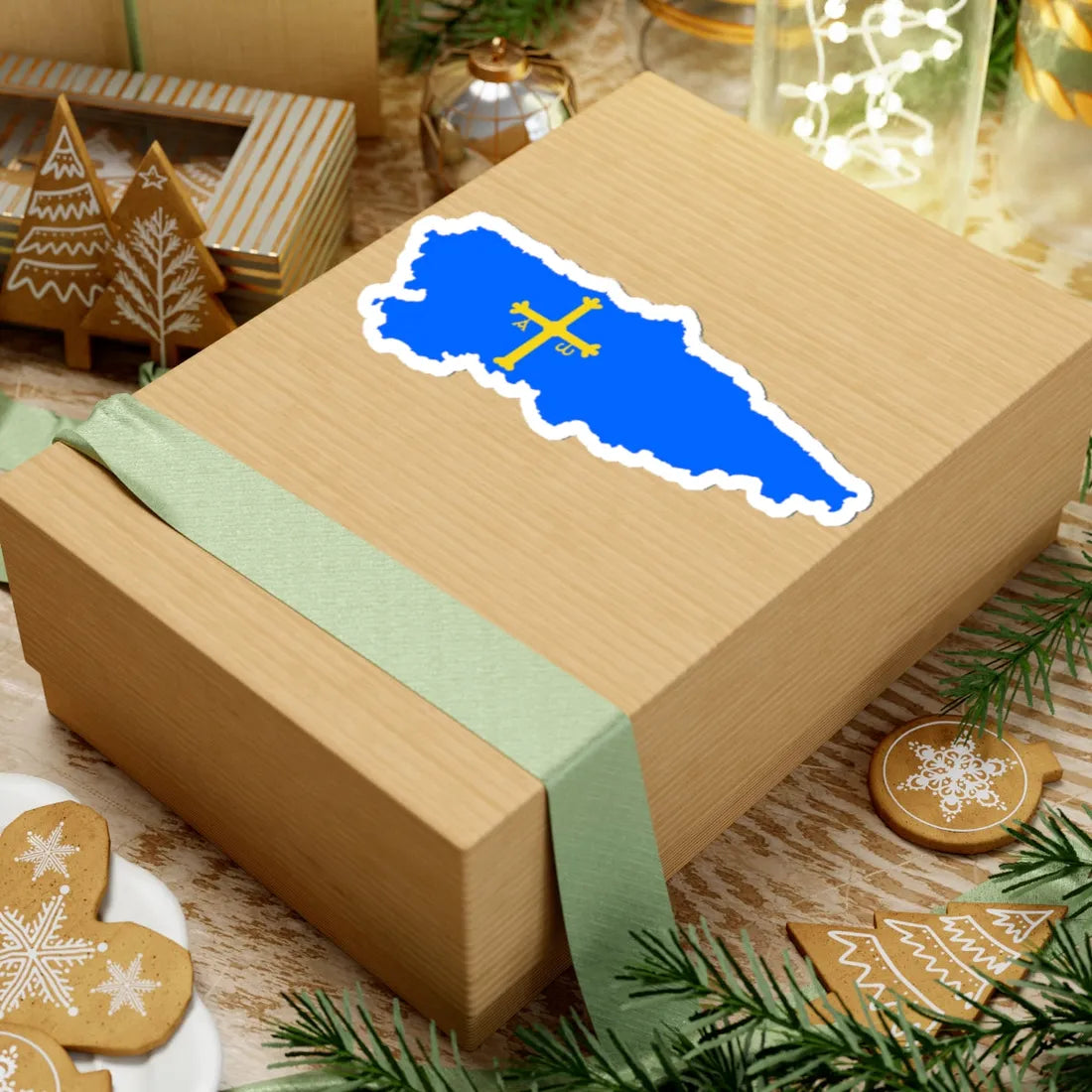 Flag map of Asturias (Spain) STICKER Vinyl Kiss-Cut Decal - The Sticker Space