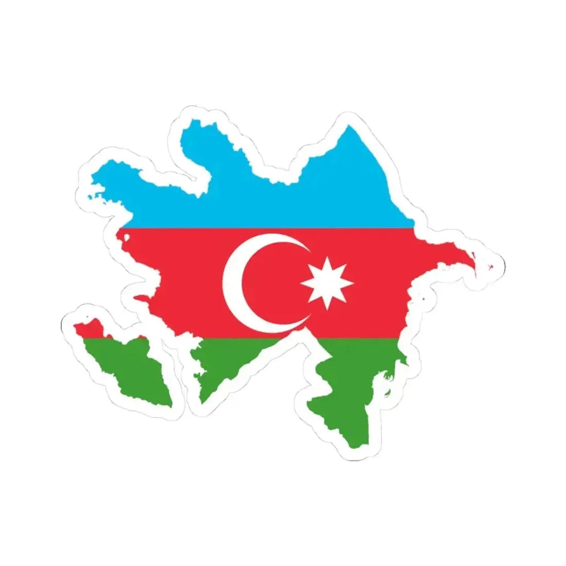Flag-map of Azerbaijan (Azerbaijan) STICKER Vinyl Kiss-Cut Decal 3 Inch White - The Sticker Space