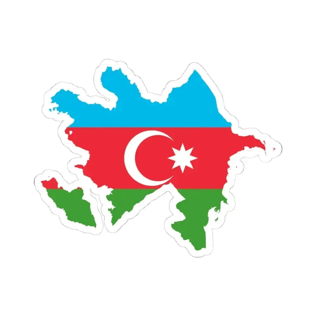 Flag-map of Azerbaijan (Azerbaijan) STICKER Vinyl Kiss-Cut Decal 4 Inch White - The Sticker Space