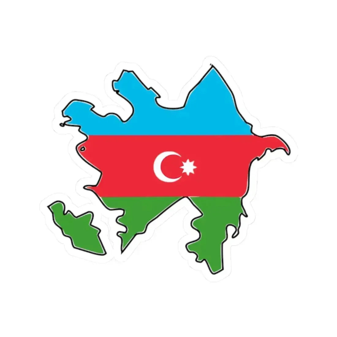 Flag map of Azerbaijan with Baku and Lankaran (Azerbaijan) STICKER Vinyl Kiss-Cut Decal 2 Inch White - The Sticker Space