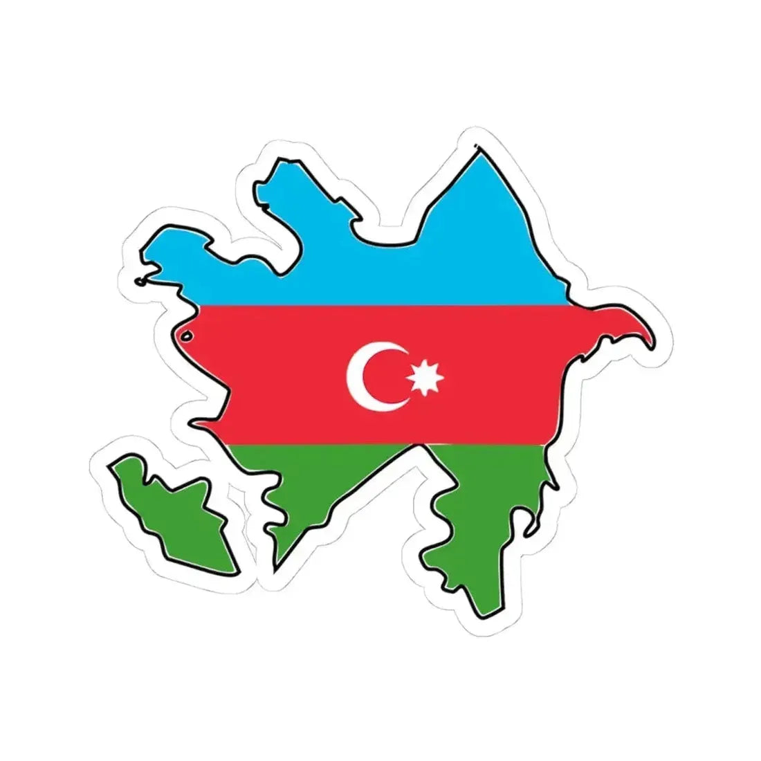 Flag map of Azerbaijan with Baku and Lankaran (Azerbaijan) STICKER Vinyl Kiss-Cut Decal 4 Inch White - The Sticker Space