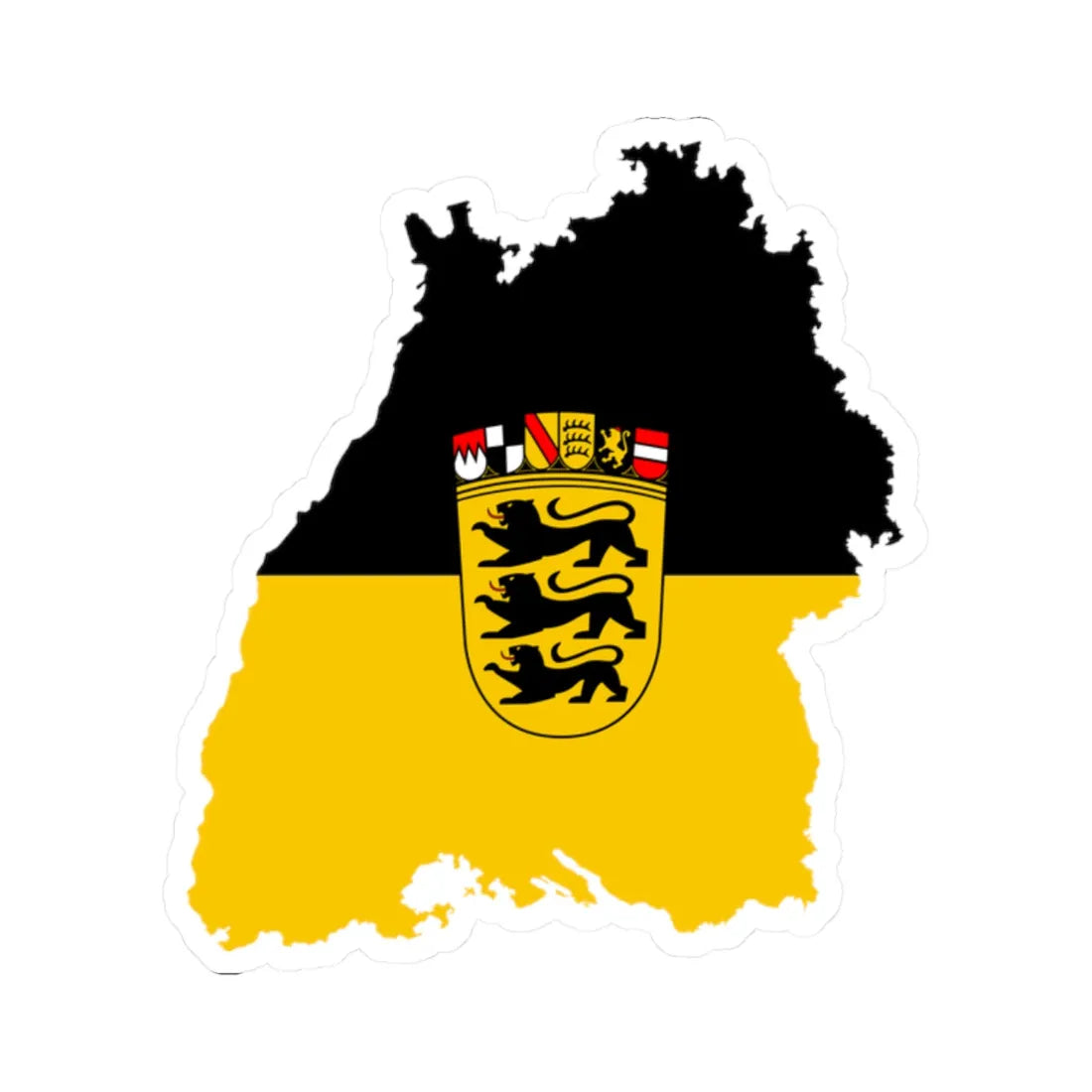 Flag map of Baden-Württemberg (Germany) STICKER Vinyl Kiss-Cut Decal 2 Inch White - The Sticker Space