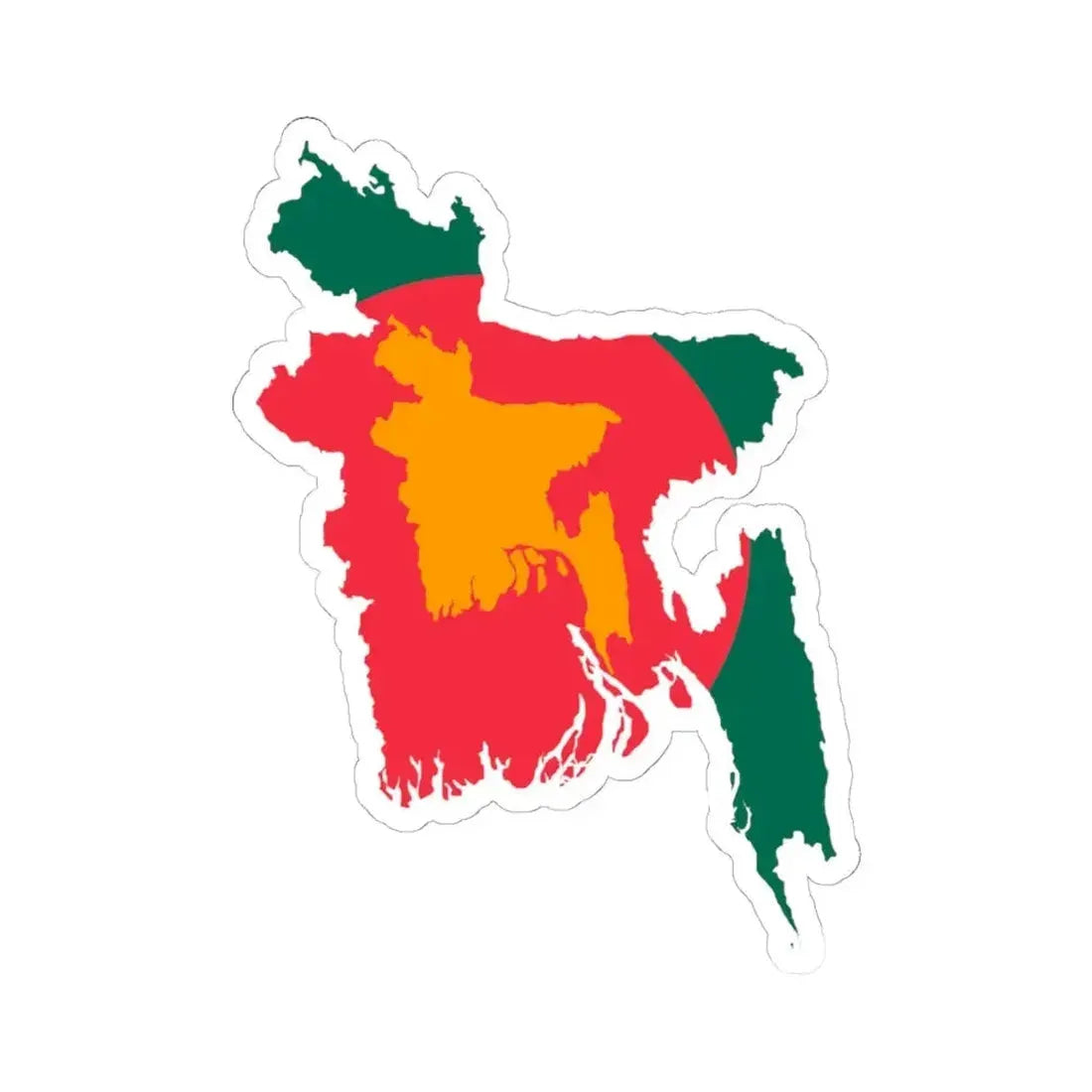 Flag-map of Bangladesh 1971-1972 (Bangladesh) STICKER Vinyl Kiss-Cut Decal 6 Inch White - The Sticker Space