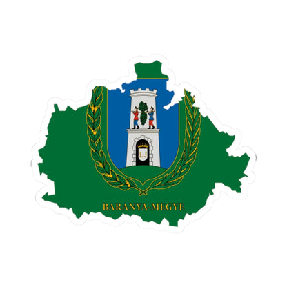 Flag-map of Baranya County (Hungary) STICKER Vinyl Kiss-Cut Decal 2 Inch White - The Sticker Space