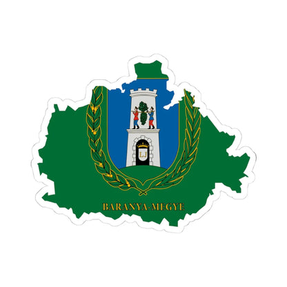 Flag-map of Baranya County (Hungary) STICKER Vinyl Kiss-Cut Decal 4 Inch White - The Sticker Space