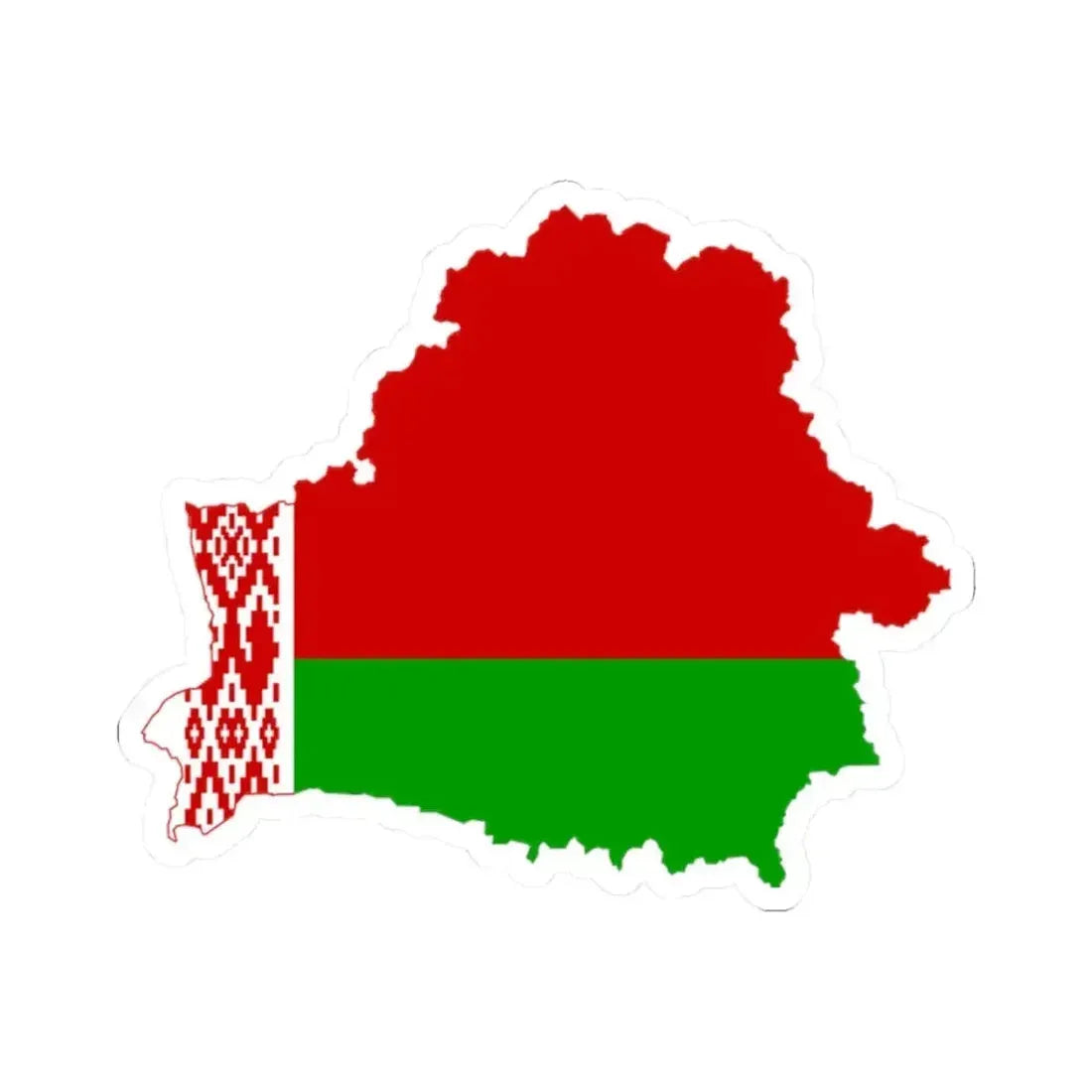 Flag-map of Belarus 1995-2012 (Belarus) STICKER Vinyl Kiss-Cut Decal 2 Inch White - The Sticker Space
