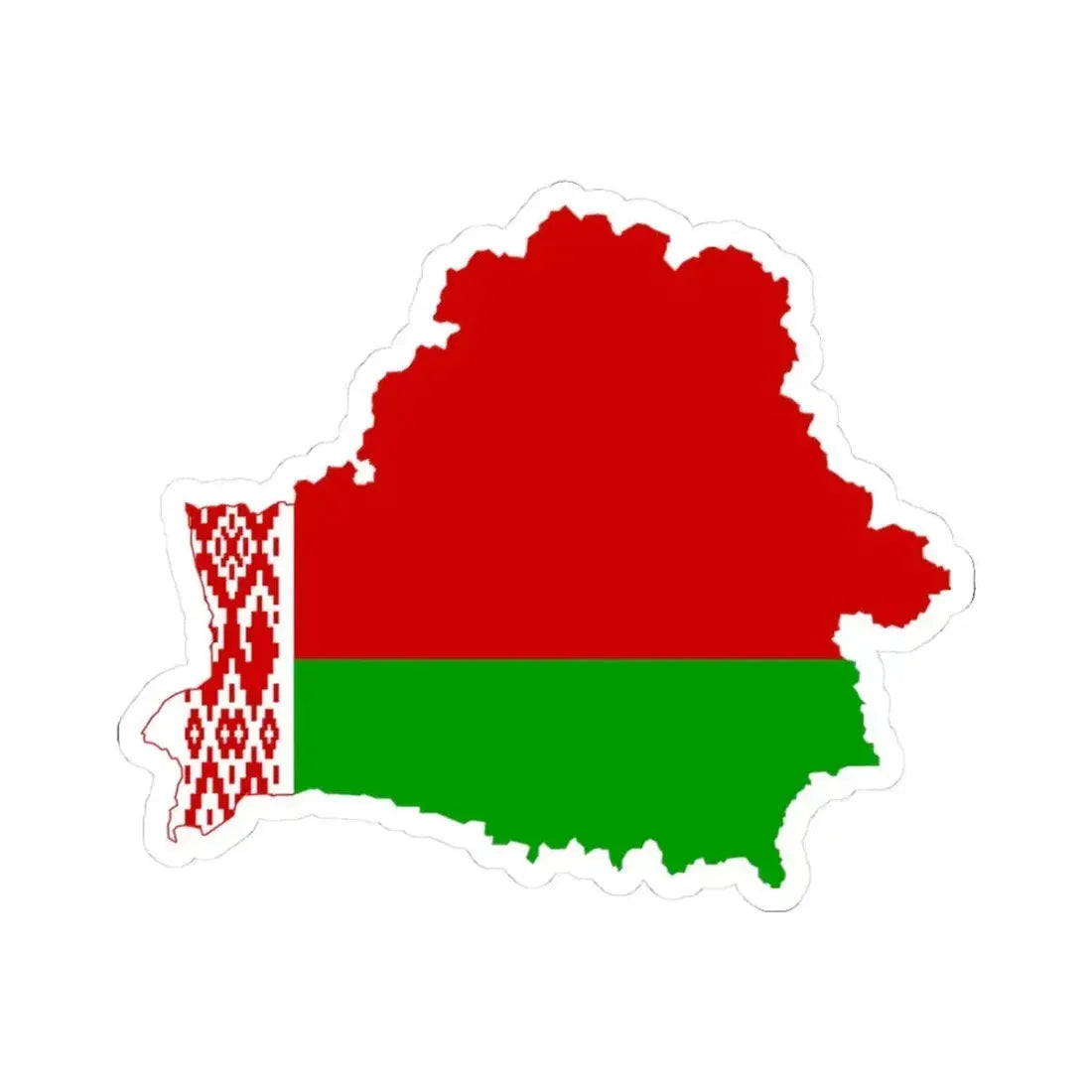 Flag-map of Belarus 1995-2012 (Belarus) STICKER Vinyl Kiss-Cut Decal 3 Inch White - The Sticker Space