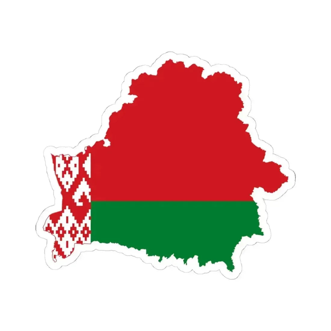 Flag-map of Belarus (Belarus) STICKER Vinyl Kiss-Cut Decal 4 Inch White - The Sticker Space