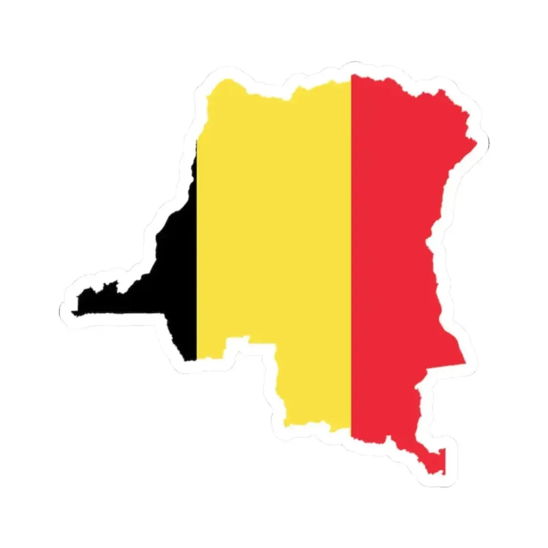 Flag Map of Belgian Congo 1908 - 1960 (Congo) STICKER Vinyl Kiss-Cut Decal 2 Inch White - The Sticker Space