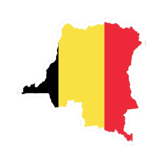 Flag Map of Belgian Congo 1908 - 1960 (Congo) STICKER Vinyl Kiss-Cut Decal 2 Inch White - The Sticker Space
