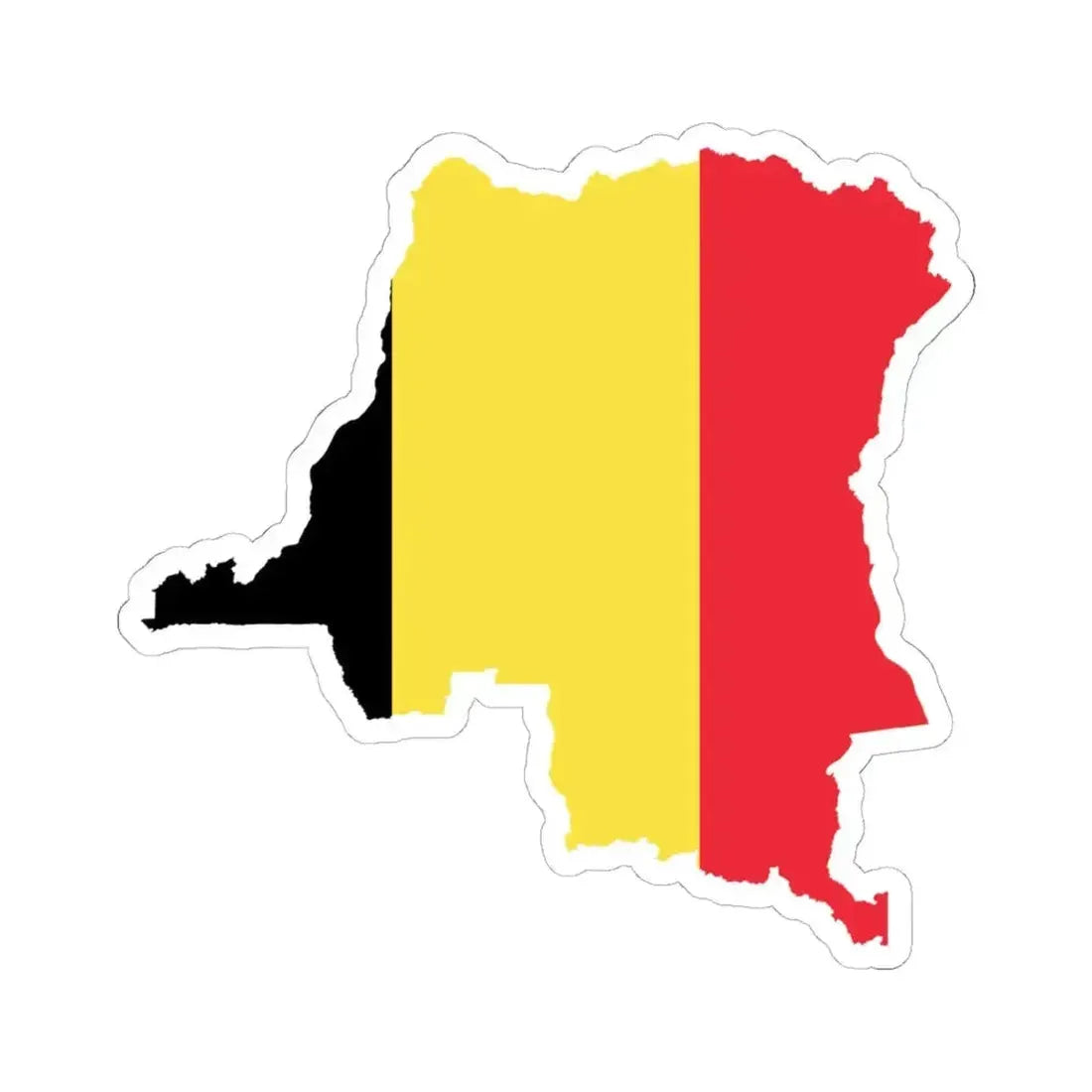 Flag Map of Belgian Congo 1908 - 1960 (Congo) STICKER Vinyl Kiss-Cut Decal 6 Inch White - The Sticker Space