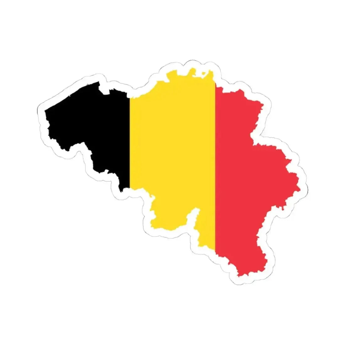 Flag-map of Belgium (Belgium) STICKER Vinyl Kiss-Cut Decal 4 Inch White - The Sticker Space
