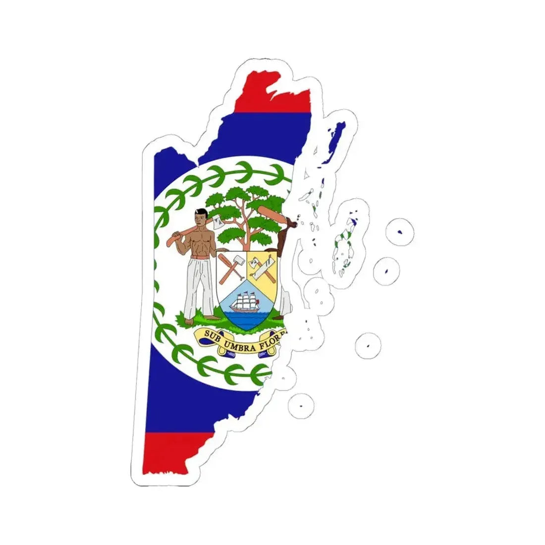 Flag-map of Belize (Belize) STICKER Vinyl Kiss-Cut Decal 6 Inch White - The Sticker Space
