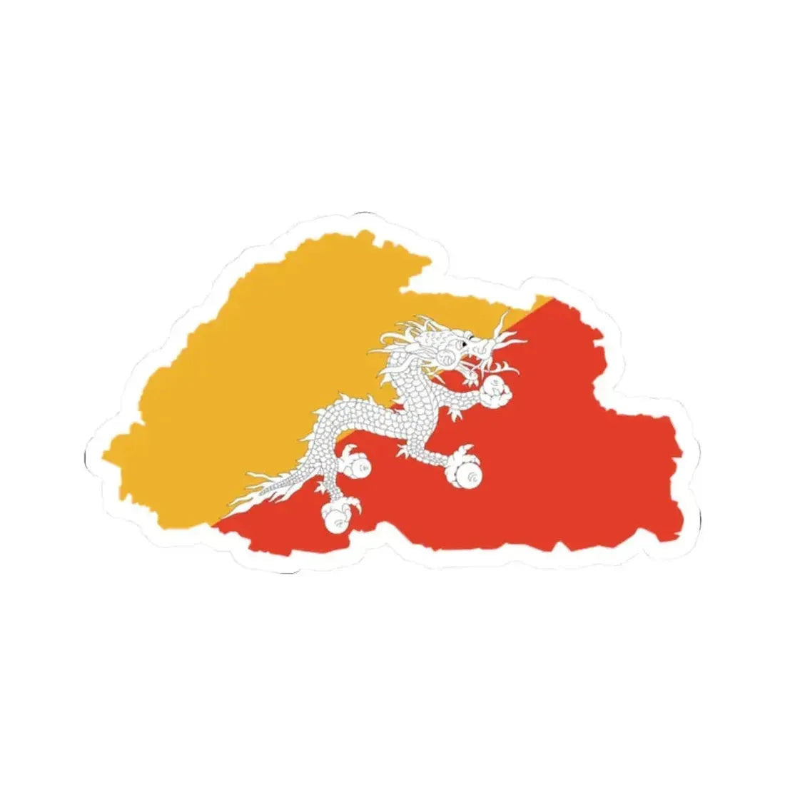 Flag-map of Bhutan (Bhutan) STICKER Vinyl Kiss-Cut Decal 2 Inch White - The Sticker Space