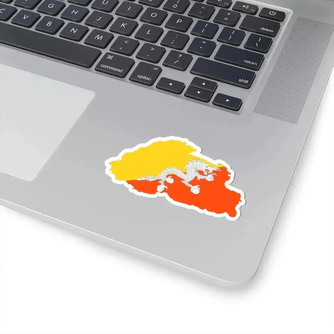 Flag-map of Bhutan precise boundaries (Bhutan) STICKER Vinyl Kiss-Cut Decal - The Sticker Space