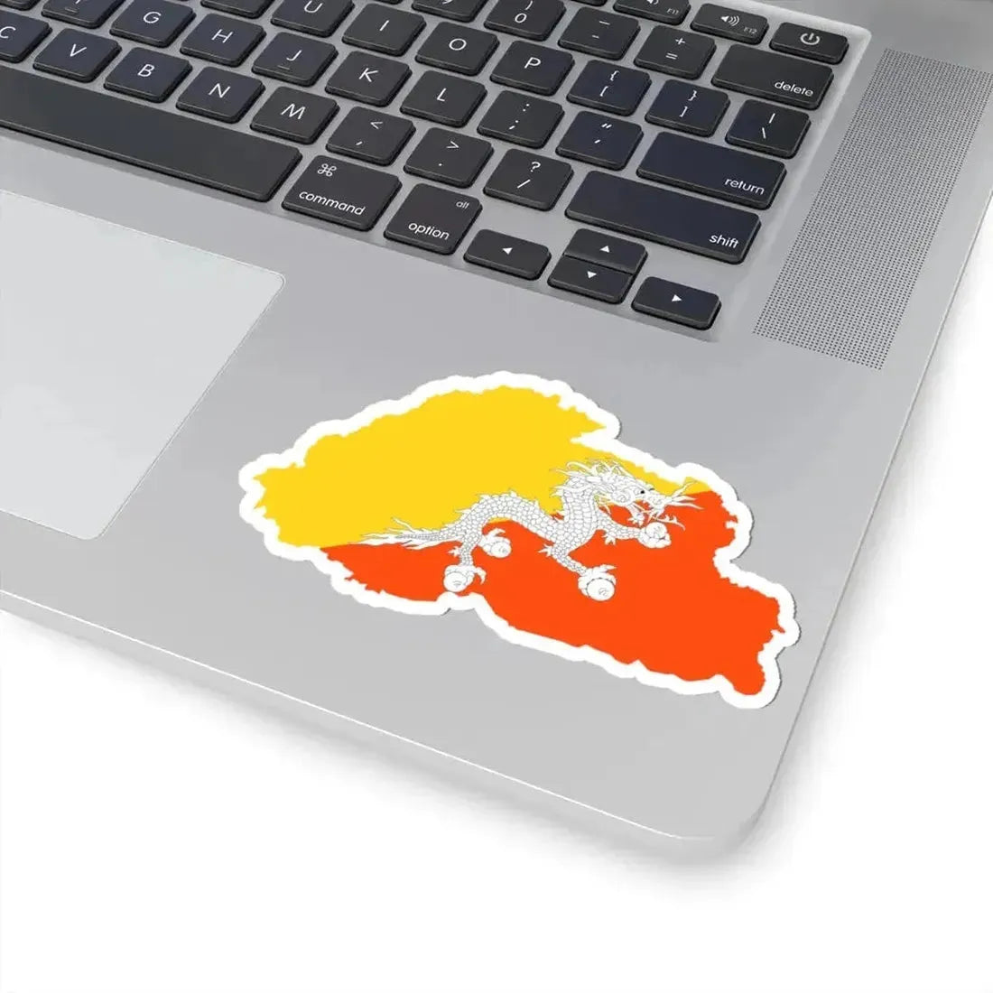 Flag-map of Bhutan precise boundaries (Bhutan) STICKER Vinyl Kiss-Cut Decal - The Sticker Space