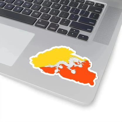 Flag-map of Bhutan precise boundaries (Bhutan) STICKER Vinyl Kiss-Cut Decal - The Sticker Space