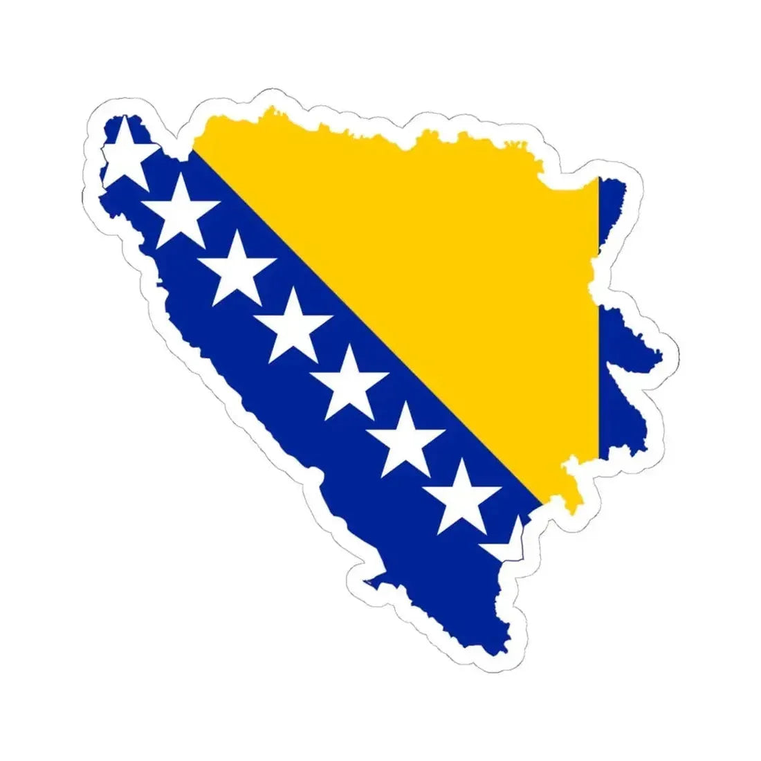 Flag map of Bosnia and Herzegovina (Bosnia and Herzegovina) STICKER Vinyl Kiss-Cut Decal 6 Inch White - The Sticker Space