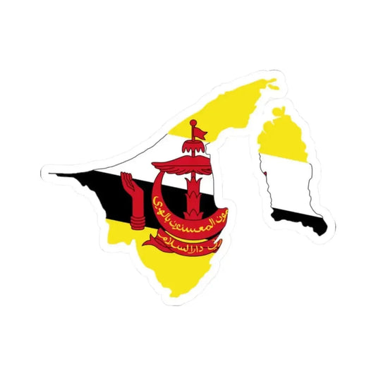Flag-map of Brunei (Brunei) STICKER Vinyl Kiss-Cut Decal 2 Inch White - The Sticker Space
