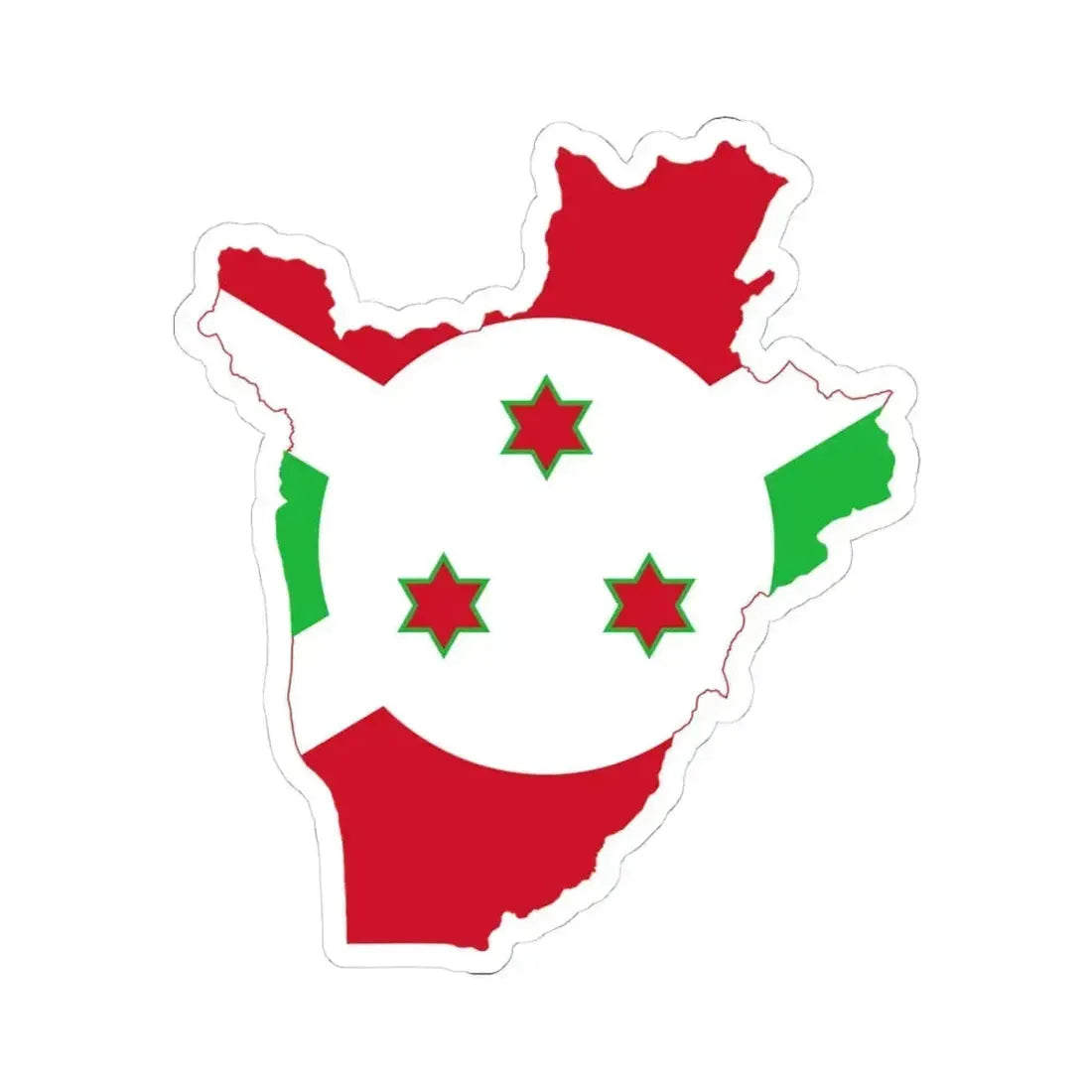 Flag map of Burundi (Burundi) STICKER Vinyl Kiss-Cut Decal 4 Inch White - The Sticker Space