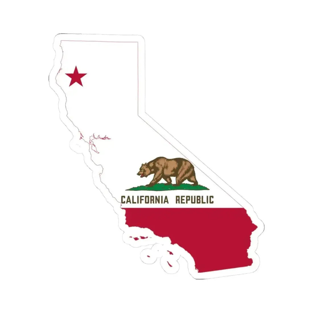 Flag-map of California (United States) STICKER Vinyl Kiss-Cut Decal 3 Inch White - The Sticker Space