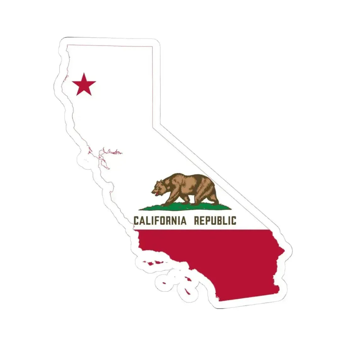 Flag-map of California (United States) STICKER Vinyl Kiss-Cut Decal 4 Inch White - The Sticker Space