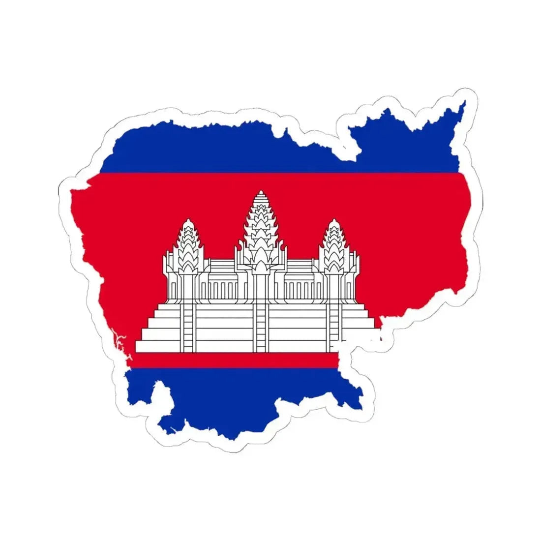 Flag map of Cambodia (Cambodia) STICKER Vinyl Kiss-Cut Decal 6 Inch White - The Sticker Space