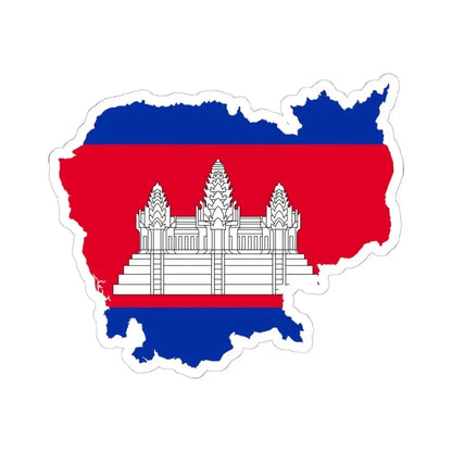 Flag map of Cambodia (Cambodia) STICKER Vinyl Kiss-Cut Decal 6 Inch White - The Sticker Space