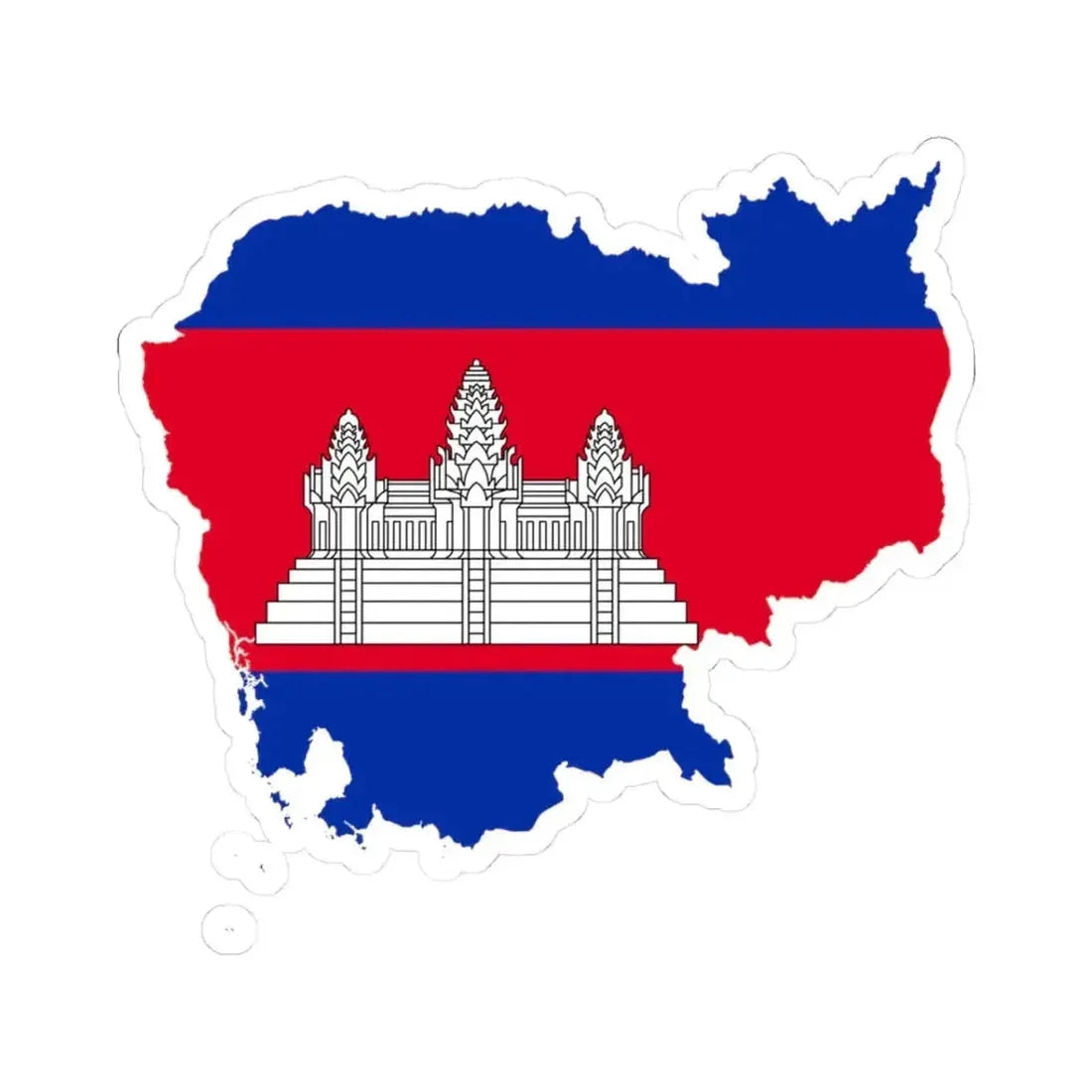 Flag-map of Cambodia precise boundaries (Cambodia) STICKER Vinyl Kiss-Cut Decal 3 Inch White - The Sticker Space