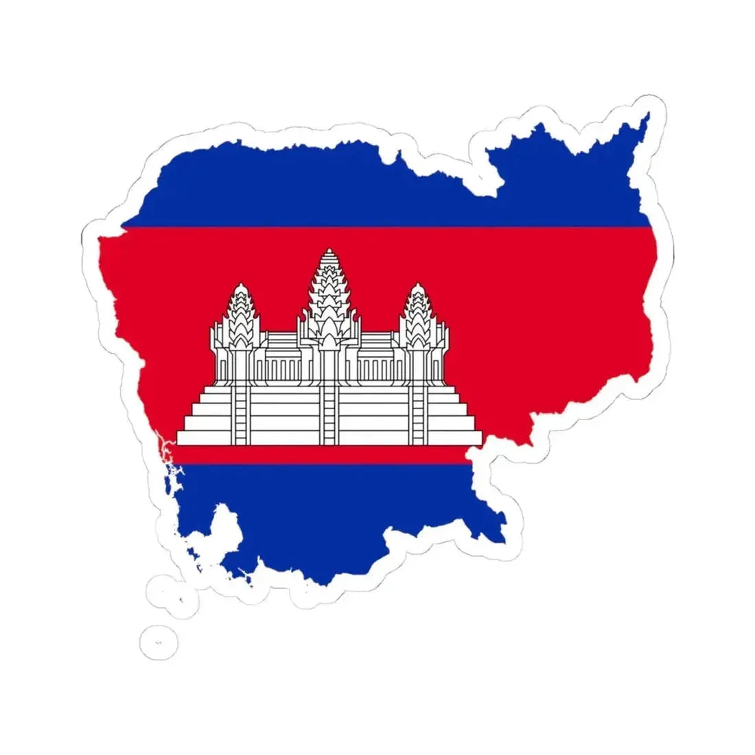 Flag-map of Cambodia precise boundaries (Cambodia) STICKER Vinyl Kiss-Cut Decal 4 Inch White - The Sticker Space