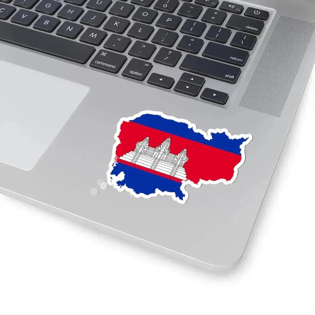 Flag-map of Cambodia precise boundaries (Cambodia) STICKER Vinyl Kiss-Cut Decal - The Sticker Space