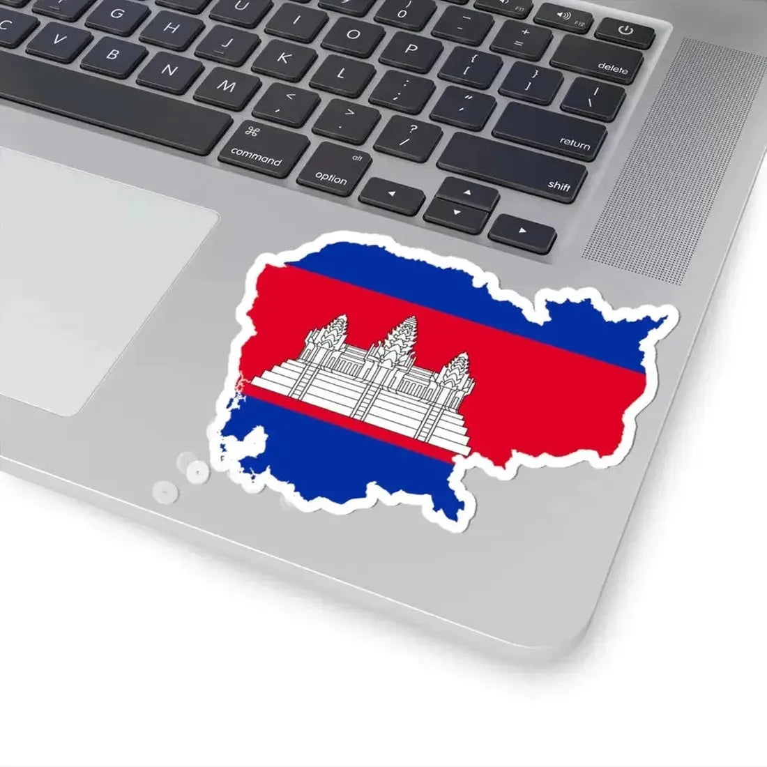 Flag-map of Cambodia precise boundaries (Cambodia) STICKER Vinyl Kiss-Cut Decal - The Sticker Space