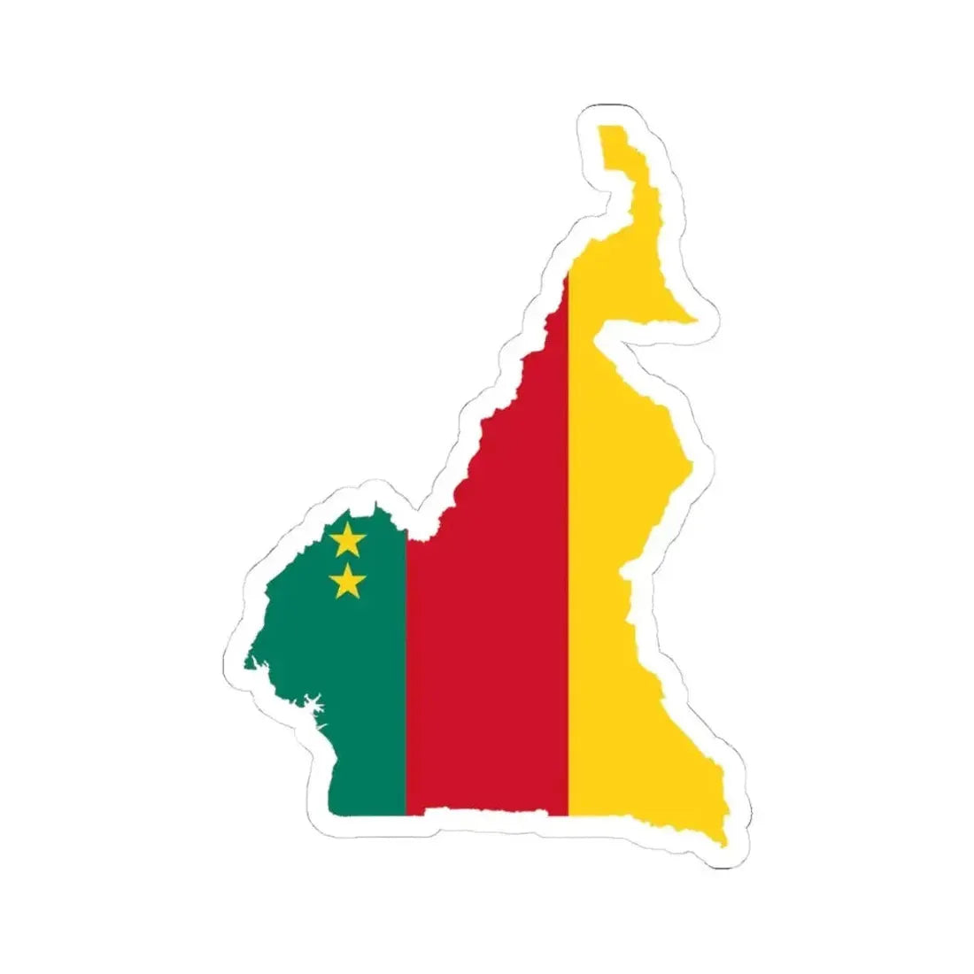 Flag map of Cameroon 1961-1975 (Cameroon) STICKER Vinyl Kiss-Cut Decal 4 Inch White - The Sticker Space