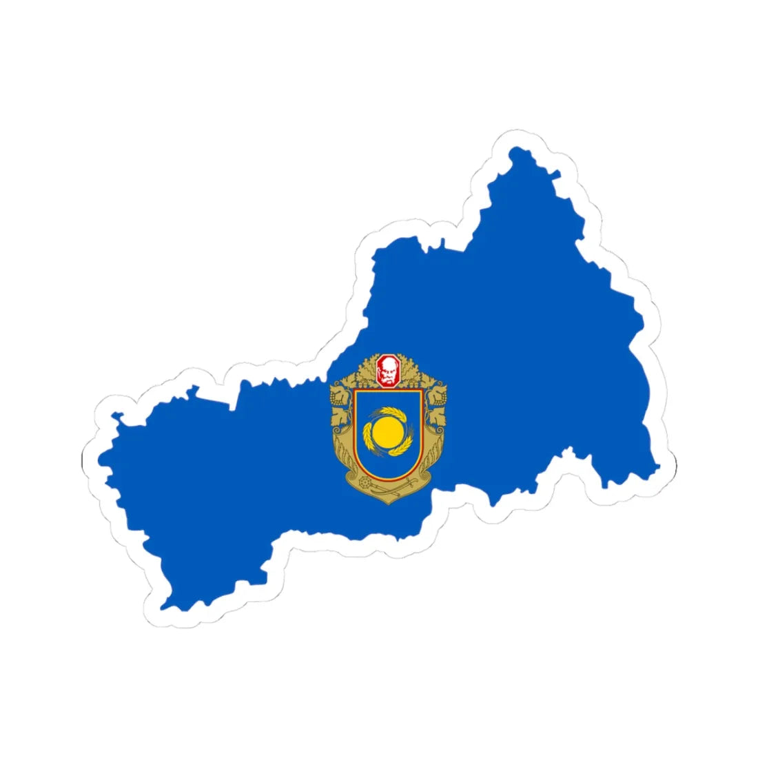Flag-map of Cherkasy Oblast (Ukraine) STICKER Vinyl Kiss-Cut Decal 3 Inch White - The Sticker Space