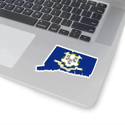 Flag-map of Connecticut (United States) STICKER Vinyl Kiss-Cut Decal - The Sticker Space