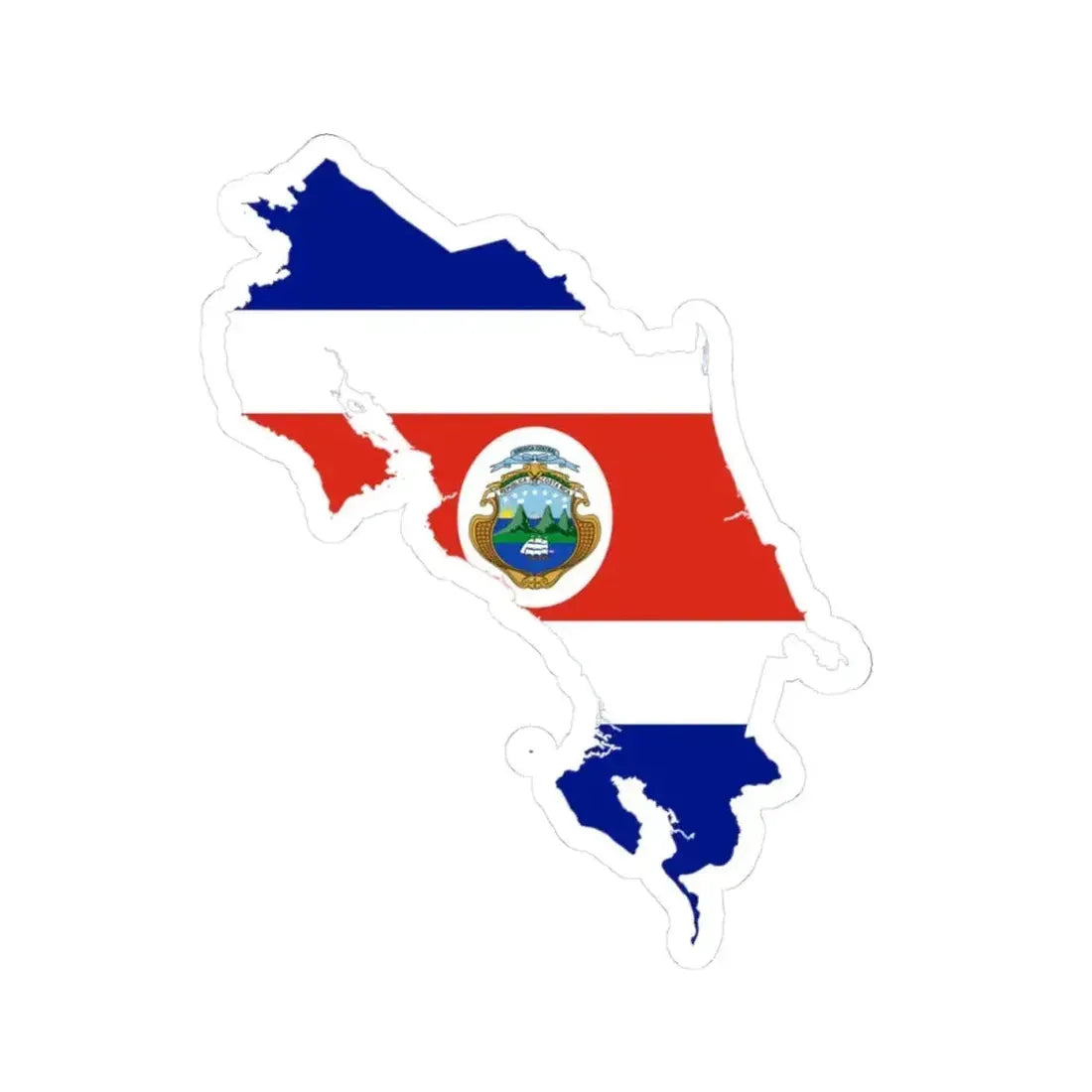 Flag-Map Of Costa Rica (Costa Rica) STICKER Vinyl Kiss-Cut Decal 4 Inch White - The Sticker Space