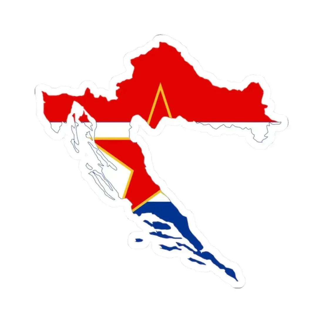 Flag map of Croatia 1947-1990 (Croatia) STICKER Vinyl Kiss-Cut Decal 2 Inch White - The Sticker Space